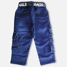 Load image into Gallery viewer, Blue Elasticated Waist Denim Pants With Belt
