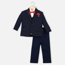Load image into Gallery viewer, Navy Blue Waistcoat Set With White Shirt And Pants
