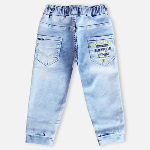 Blue Elasticated Waist Denim Jeans Pants