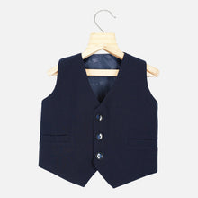 Load image into Gallery viewer, Navy Blue Waistcoat Set With White Shirt And Pants
