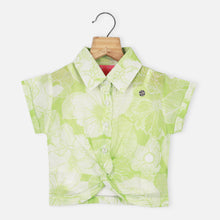 Load image into Gallery viewer, Green Floral Twist Knot Top With Skirt &amp; Inner
