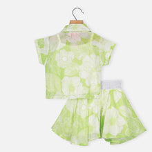 Load image into Gallery viewer, Green Floral Twist Knot Top With Skirt &amp; Inner
