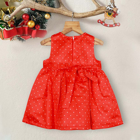 Red Christmas Theme Sleeveless Dress