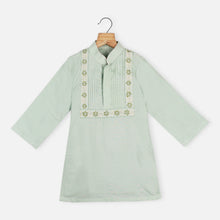 Load image into Gallery viewer, Mint Green Pintuck With Embroidered Kurta &amp; White Churidar
