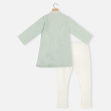 Load image into Gallery viewer, Mint Green Pintuck With Embroidered Kurta &amp; White Churidar
