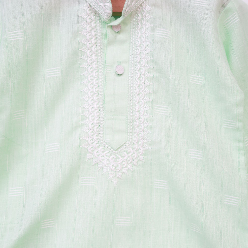 Yellow & Blue Embroidered Kurta With White Pajama
