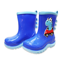 Load image into Gallery viewer, Blue Dinosaur Rain Gumboots
