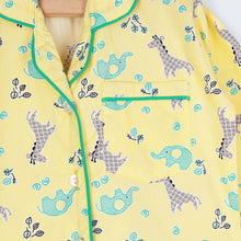 Load image into Gallery viewer, Yellow Elephant Theme Full Sleeves Night Suit
