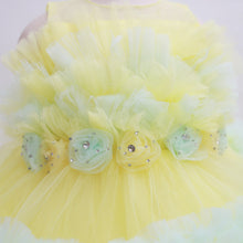 Load image into Gallery viewer, Yellow Flower Embellished Sleeveless Party Dress
