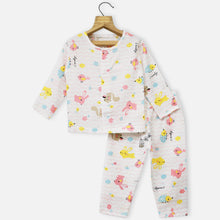 Load image into Gallery viewer, Pink &amp; Blue Chevron Printed Full Sleeves Muslin Night Suit
