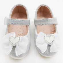 Load image into Gallery viewer, Silver &amp; Pink Bow Embellished Velcro Closure Ballerina
