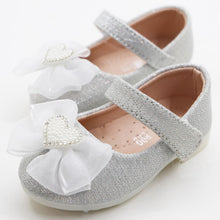 Load image into Gallery viewer, Silver &amp; Pink Bow Embellished Velcro Closure Ballerina
