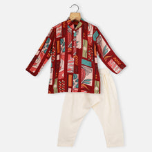 Load image into Gallery viewer, Maroon Abstract Printed Kurta With Pajama
