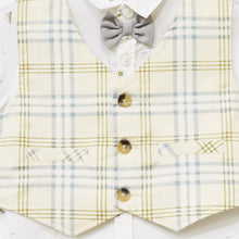 Load image into Gallery viewer, Yellow Checked Waistcoat With White Shirt &amp; Grey Shorts
