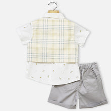 Load image into Gallery viewer, Yellow Checked Waistcoat With White Shirt &amp; Grey Shorts
