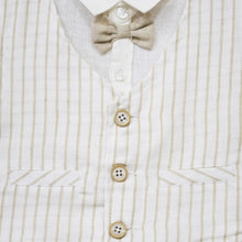 Load image into Gallery viewer, Beige Striped Waistcoat With Cotton Shirt &amp; Pant
