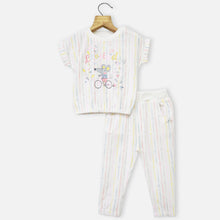 Load image into Gallery viewer, White Striped Crop Top With Joggers Co-Ord Set
