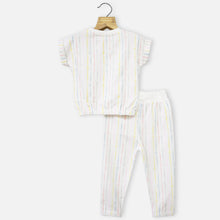 Load image into Gallery viewer, White Striped Crop Top With Joggers Co-Ord Set
