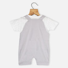 Load image into Gallery viewer, Grey Bear Applique Dungaree Romper With White T-Shirt
