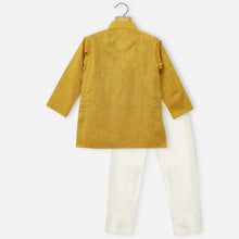 Load image into Gallery viewer, Yellow Full Sleeves Cotton Kurta With Pajama
