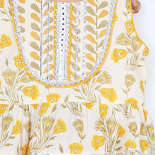 Load image into Gallery viewer, Yellow Floral Sleeveless Dress With Sharara &amp; Shaded Dupatta
