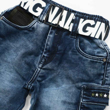 Load image into Gallery viewer, Blue Cargo Denim Pant With Belt
