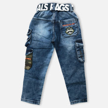 Load image into Gallery viewer, Blue Cargo Denim Pant With Belt
