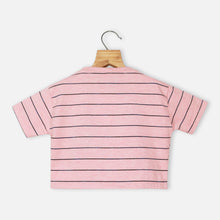 Load image into Gallery viewer, Pink Striped Half Sleeves Top
