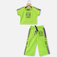 Load image into Gallery viewer, Green Half Sleeves T-Shirt With Pant Co-Ord Set
