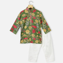 Load image into Gallery viewer, Green Mirror Embroidered Kurta With Pajama
