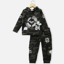 Load image into Gallery viewer, Green Camouflage Printed Hooded T-Shirt With Joggers Co-Ord Set
