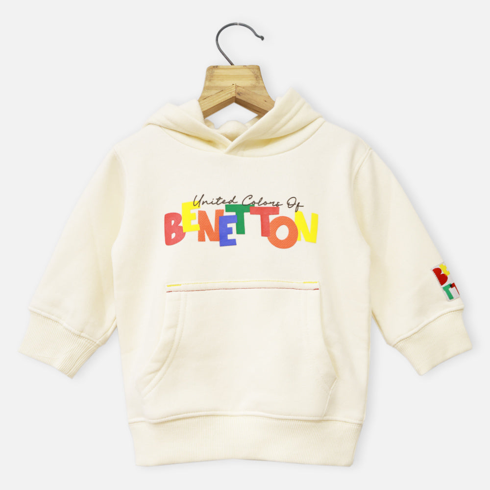 Ivory Benetton Hooded Neck Sweatshirt