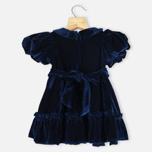 Load image into Gallery viewer, Blue Striped Peter Pan Collar Velvet Dress
