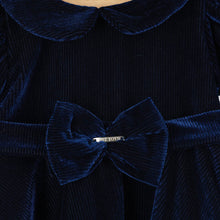 Load image into Gallery viewer, Blue Striped Peter Pan Collar Velvet Dress
