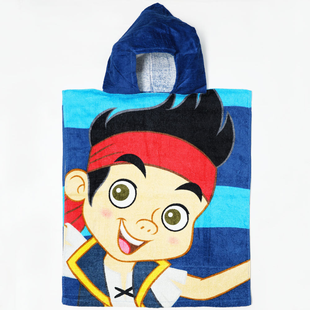 Blue Captain Jake Printed Hooded Poncho Towel