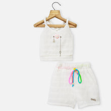 Load image into Gallery viewer, White Cross Back Top With Shorts Co-Ord Set
