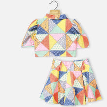 Load image into Gallery viewer, Colorful Geometric Printed Blazer With Skirt Co-Ord Set
