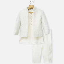 Load image into Gallery viewer, Ivory Embroidered Jacket With Kurta &amp; Pant
