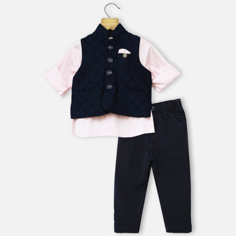 Blue Waistcoat With Pink Shirt & Pant