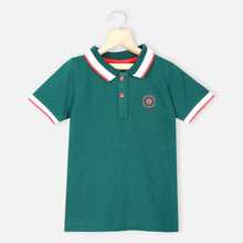 Load image into Gallery viewer, Striped Polo Collar T-Shirt- Green, White, Blue, Red &amp; Black
