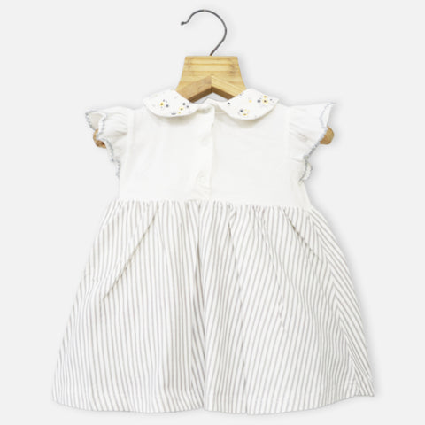 White Striped Peter Pan Collar Dress