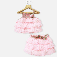 Load image into Gallery viewer, Pink Layered Skirt With Top Co-Ord Set
