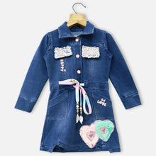 Load image into Gallery viewer, Blue Sequins Embellished Denim Dress
