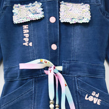 Load image into Gallery viewer, Blue Sequins Embellished Denim Dress
