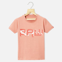 Load image into Gallery viewer, Typographic Half Sleeves T-Shirt- Pink &amp; Blue
