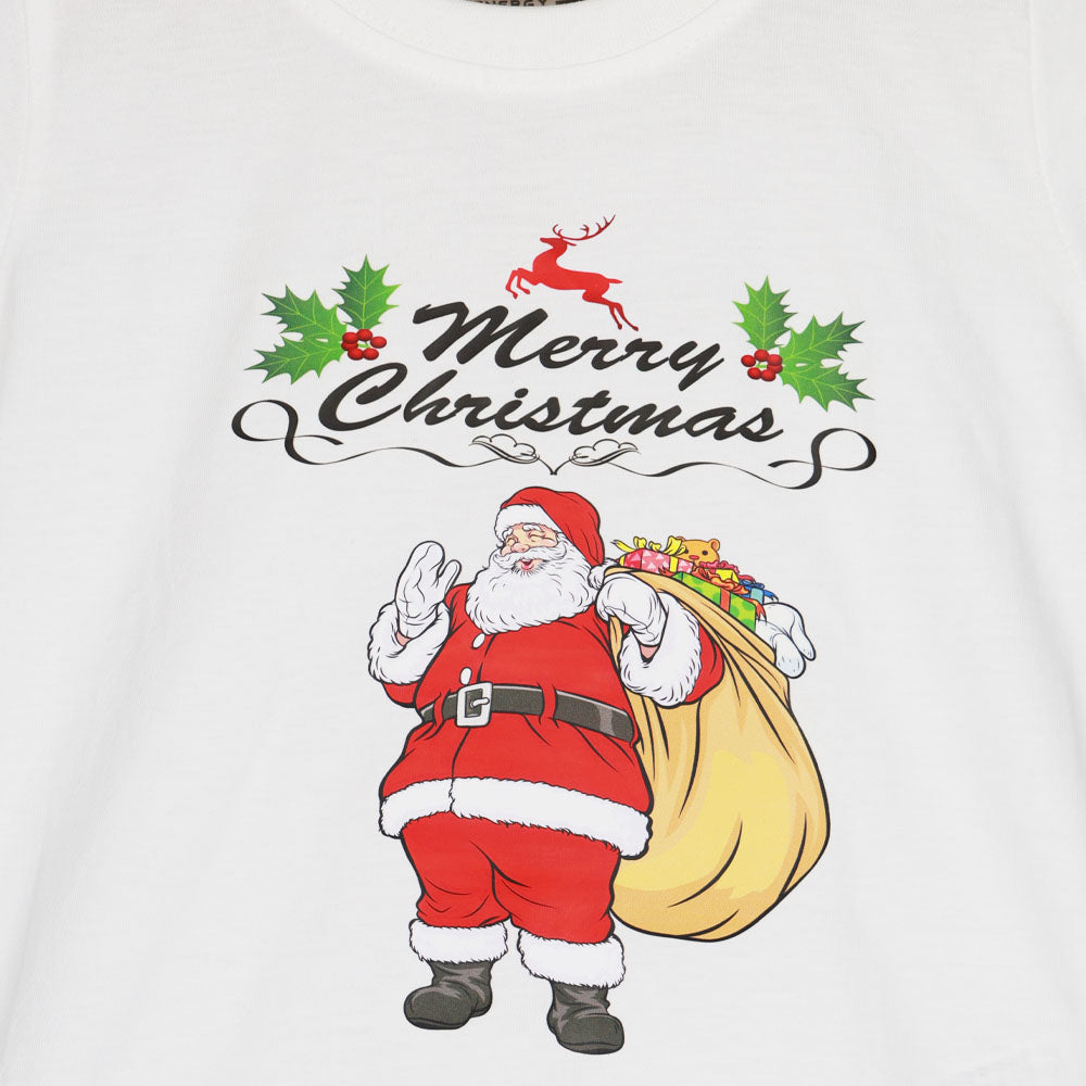 White Christmas Theme Half Sleeves Cotton T-Shirt