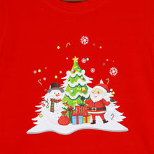 Load image into Gallery viewer, Red Christmas Theme Half Sleeves Cotton T-Shirt
