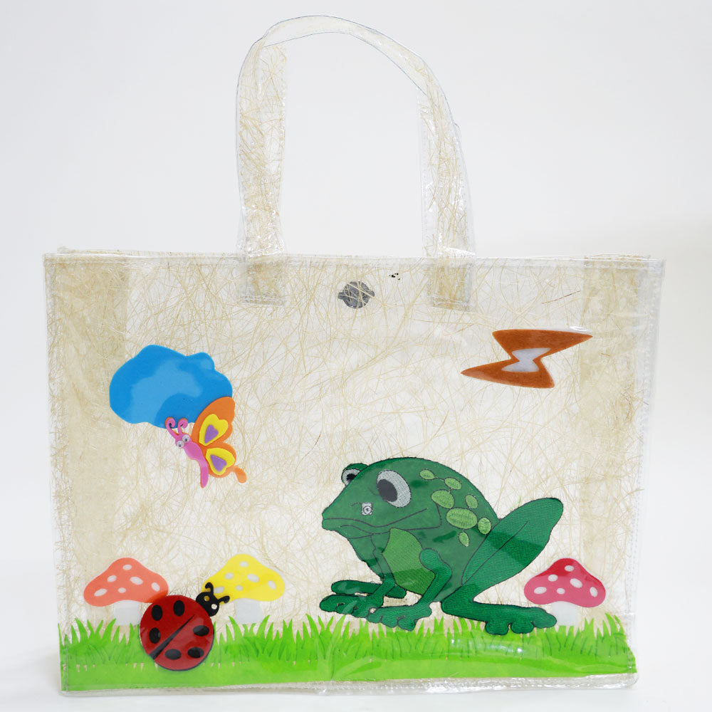 Frog Theme Transparent Plastic Tote Bag