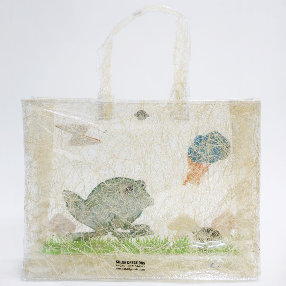 Frog Theme Transparent Plastic Tote Bag