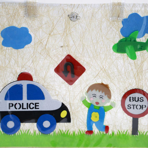 Police Car Theme Transparent Plastic Tote Bag